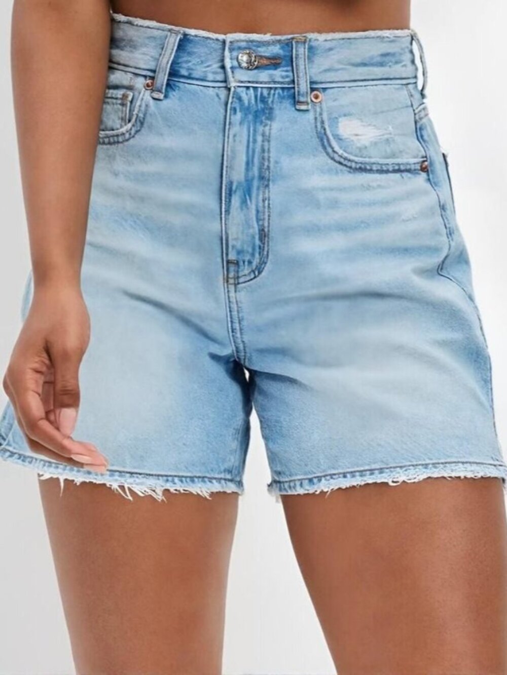 AE Dreamy Drape Highest Rise Baggy Shorts Light Wash 4 - Picture 2 of 15